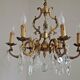 Lovely Quality Brass 6 Light Scrolled Acanthus Leaf Crystal Cage Chandelier 3626