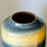 Vase West Germany en grès bleu et beige