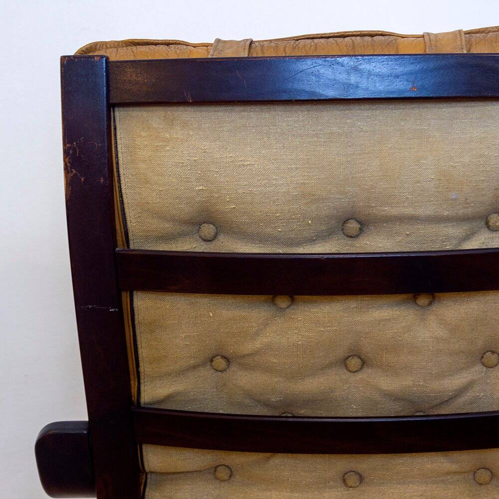 Danish Colored Leather Armchair, 1970s