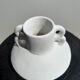 Artisanal terracotta vase painted white with double handles H:16 D:20