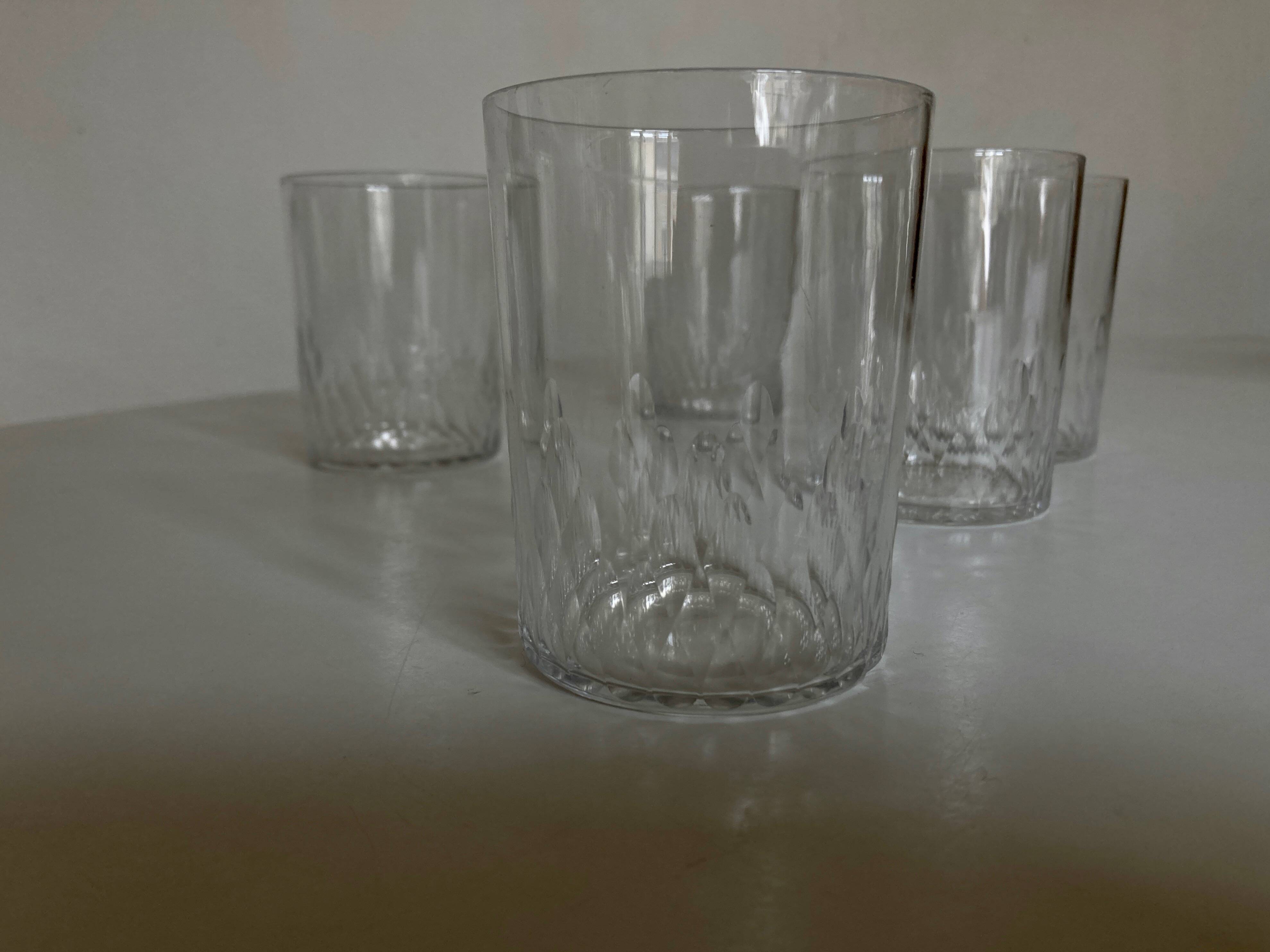 Set of 5 Baccarat modernist Ecailles water goblets