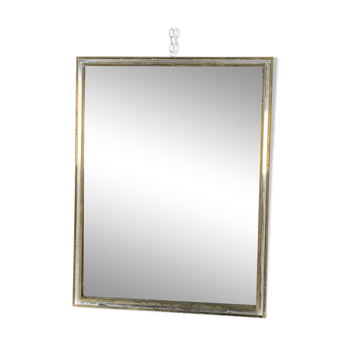 Romeo Rega, vintage mirror with double brass frame and chrome. Italy 1970s