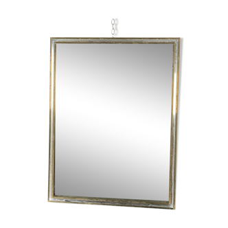 Romeo Rega, vintage mirror with double brass frame and chrome. Italy 1970s