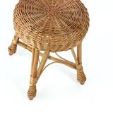 Vintage rattan stool, Czechoslovakia 1960s