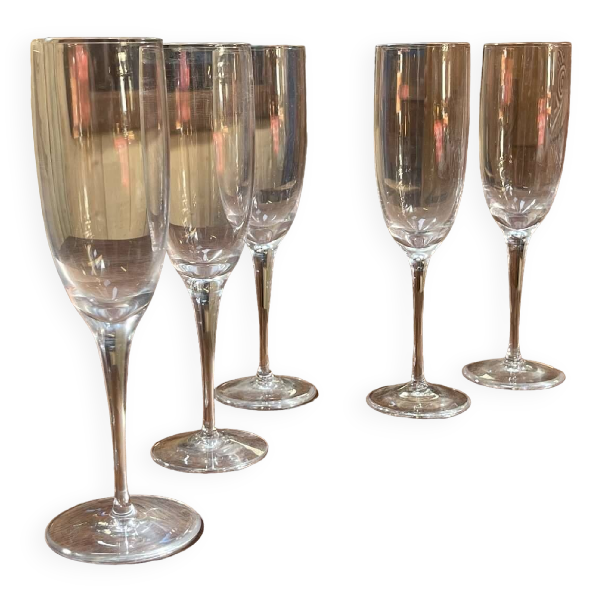 Série 5 flûtes en cristal de Sèvres - modèle Arpèges