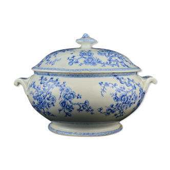 Antique French Gien Blue And White Tureen Ironstone Turen Bowl I Tureen Serving Tureen 1800s Rustic