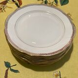 Assiettes à dessert anciennes, 7 pièces, en porcelaine véritable