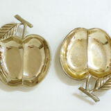 Pair of chrome metal apple cups