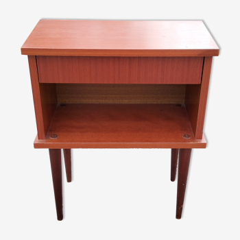 Bedside of the 60s in mahogany conical feet