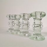 Set of four crystal glass candle holders by Staffan Gellerstedt for Pukeberg Glasbruk