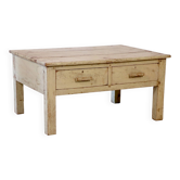 Antique bedside table in Burmese teak with original green cream patina.
