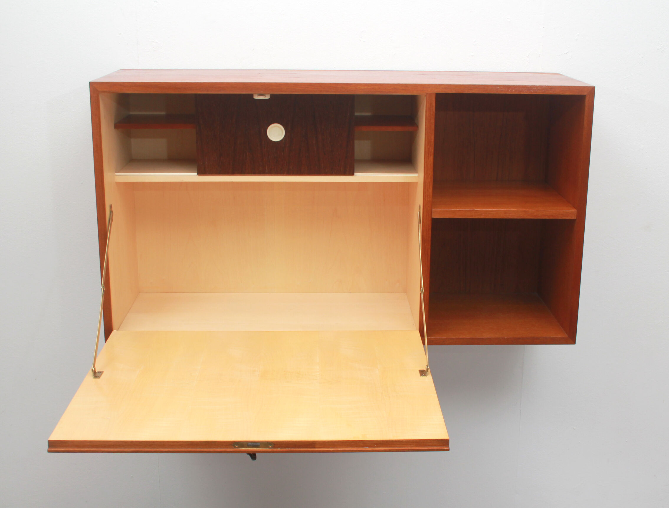 1960s floating wall secretary in teak