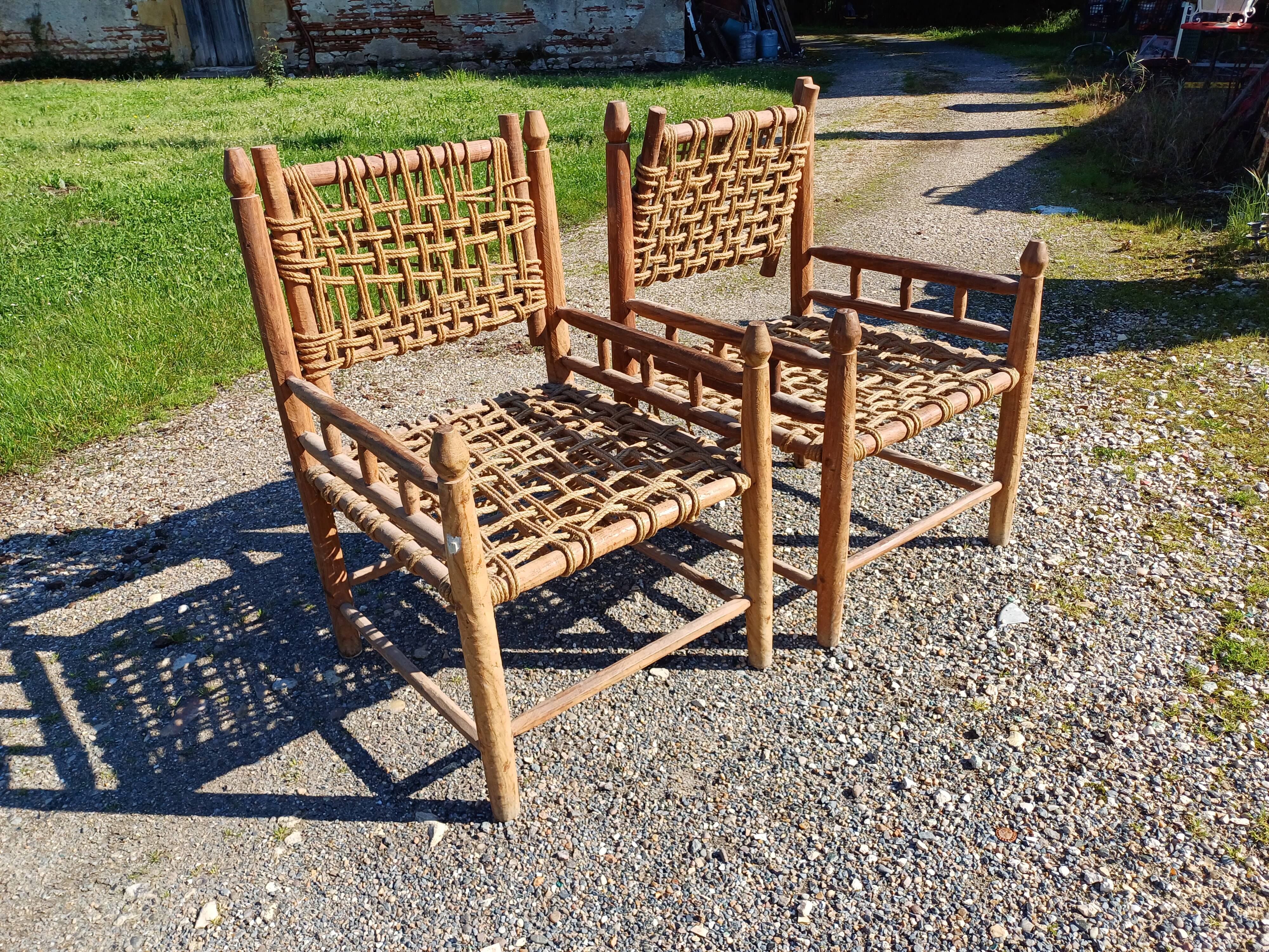 Wood and Rope Armchairs
