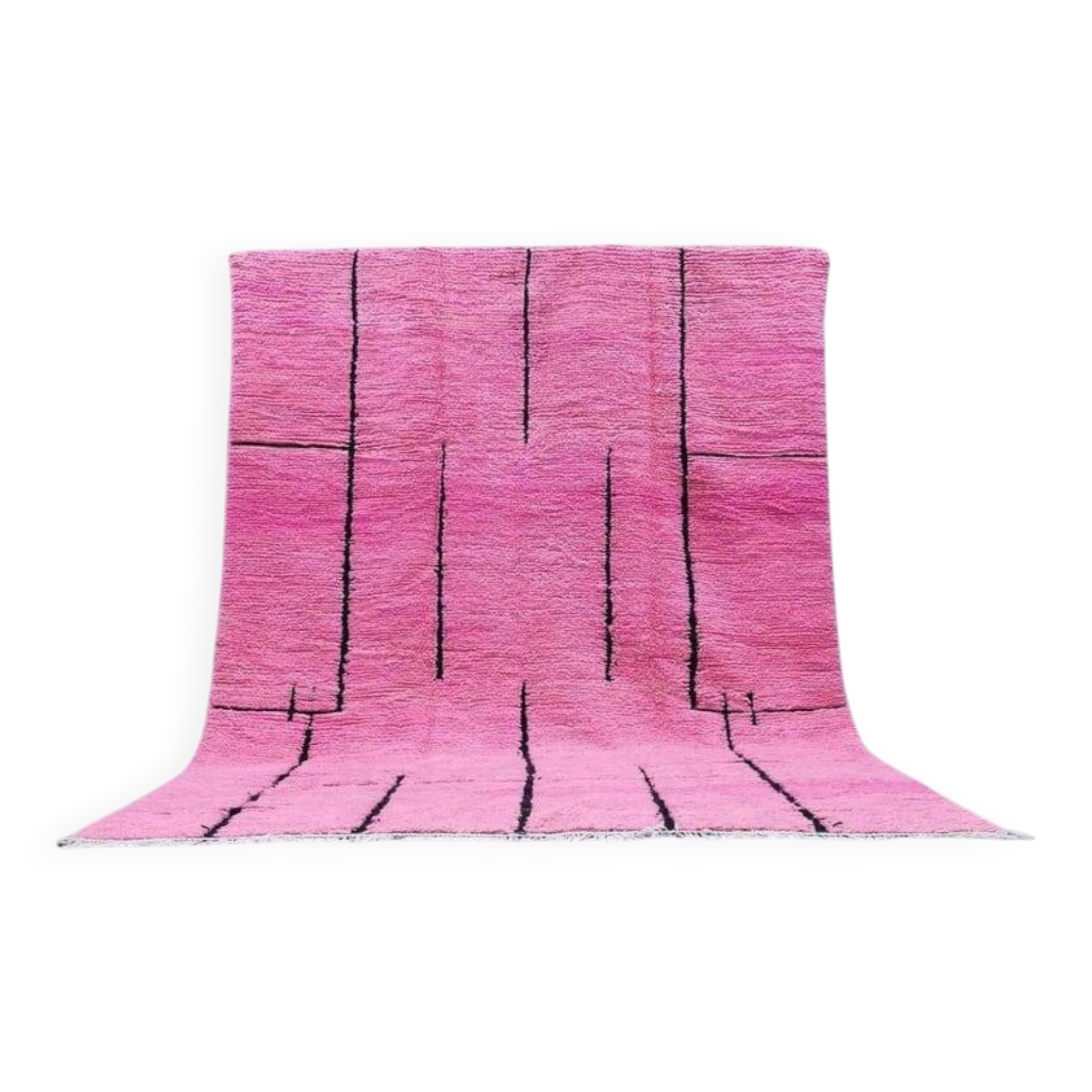 Traditional handwoven Berber rug in pink, size 150x250 cm.