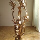 Golden metal flower lamp Hans Kogl 1970
