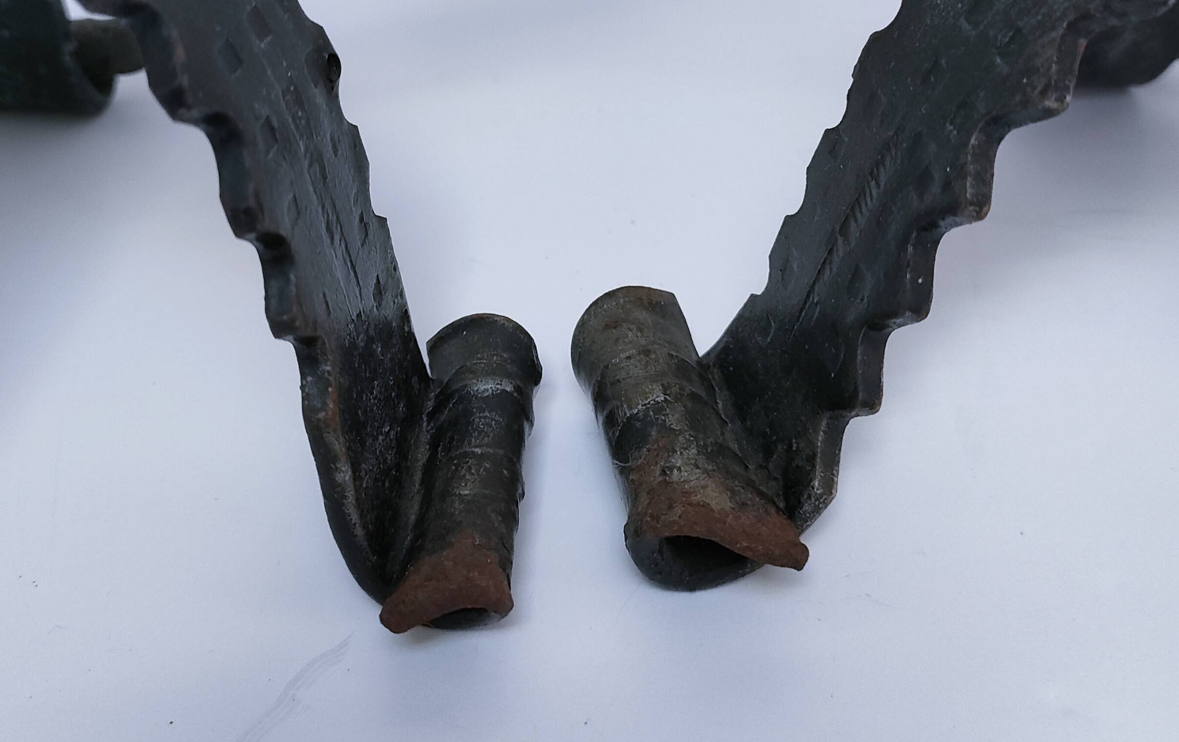 Pair of brutalist 60s metal chain candle holders