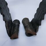 Pair of brutalist 60s metal chain candle holders