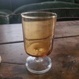 Set of 14 amber glasses – France, 1960s-1970s