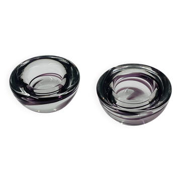 Set of two Kosta boda candlesticks by Anna Ehrner