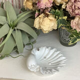 White glazed ceramic handmade soap holder