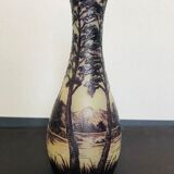 Multi-layer glass vase with acid engraved decoration
