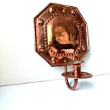 Scandinavian Antique Wall Candle Holder Sconce in Copper