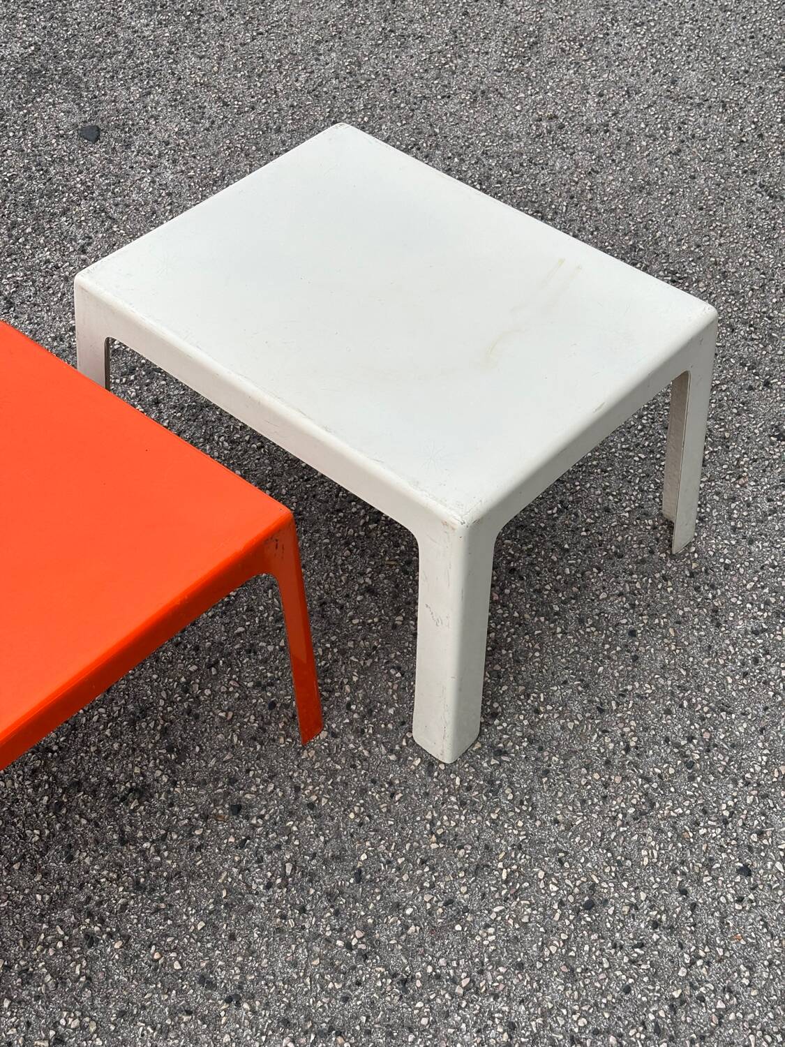 Pair of Space Age fiberglass coffee tables, Circa 1970