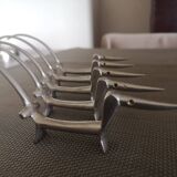 Set of 5 Dachshund knife holders in silvered bronze Walter Bosse - 1950s/1960s
