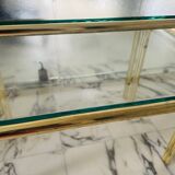 Vintage nesting coffee table in gold-plated metal, brass-style, circa 1970