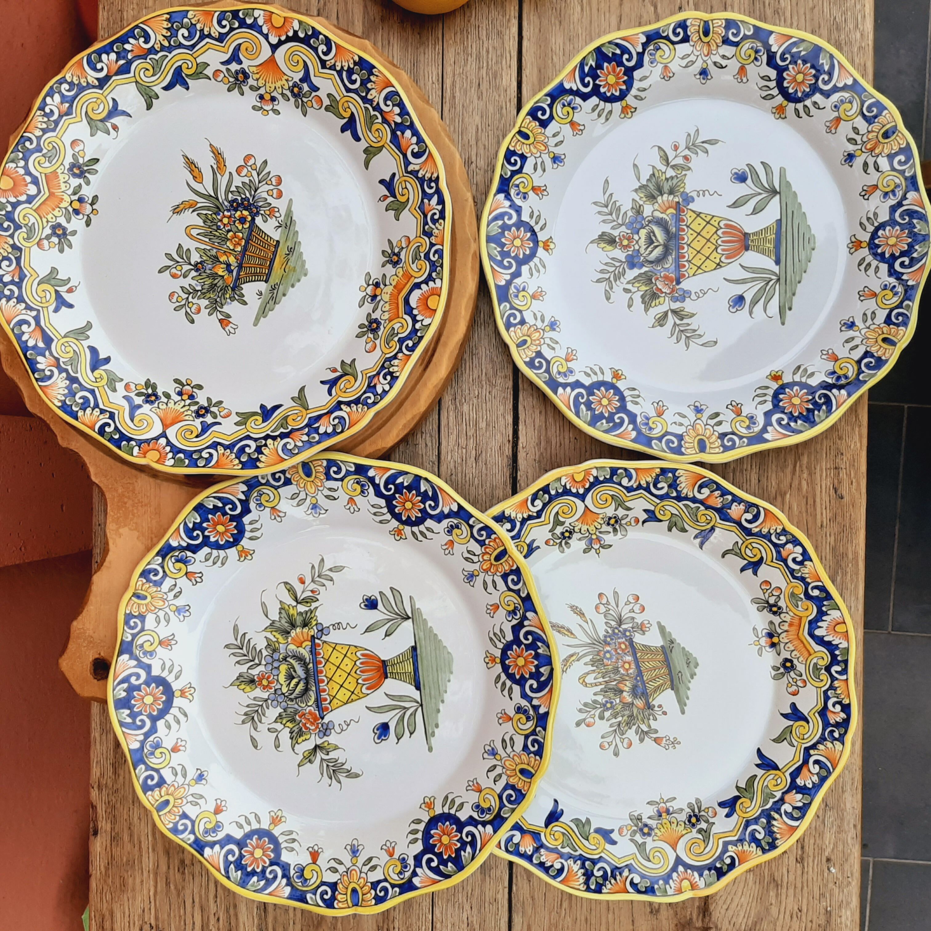 4 earthenware plates by Desvres Geo Martel