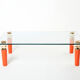 Rare coffee table lacquer orange bronze glass signed Garouste & Bonetti 1995