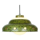 Suspension vintage en métal émaillé et verre blanc 1960