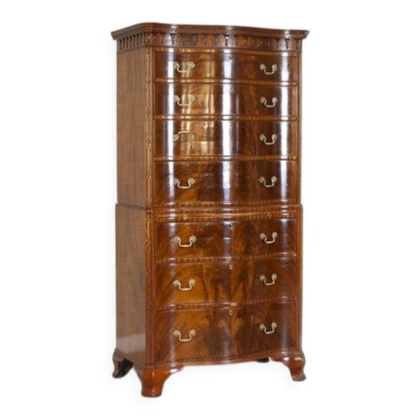 Commode antique avec vernis au tampon, années 1890.