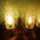 Wall lamps double lighting, with drawer, gilded metal, lampshade in worked glass - 1970