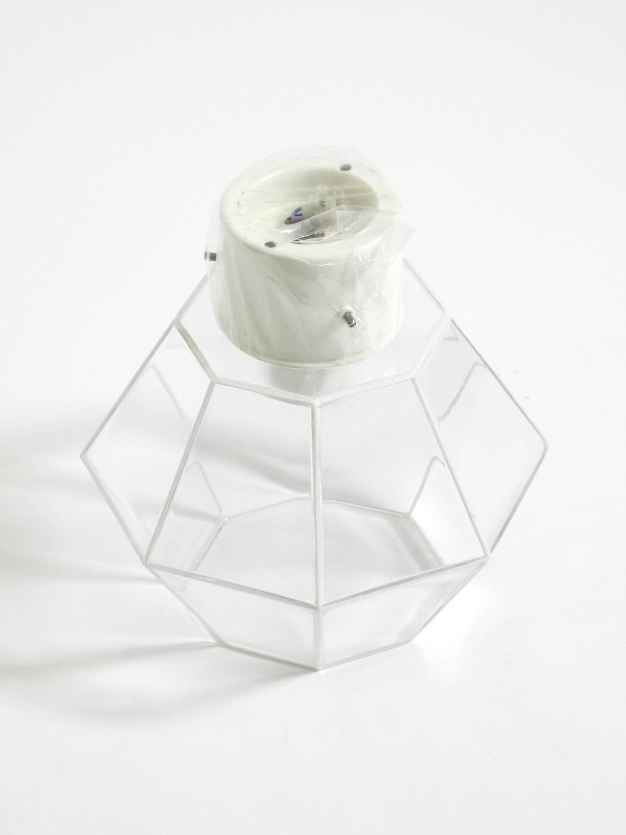 1970s Limburg glass ceiling lamp in octagon shape with its original box