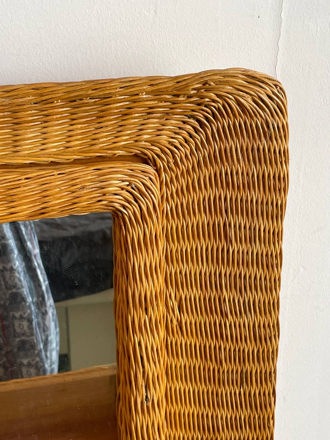 Rattan console desk with curved legs, 1970s