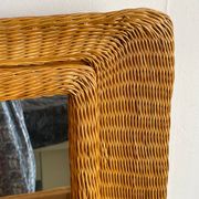 Rattan console desk with curved legs, 1970s