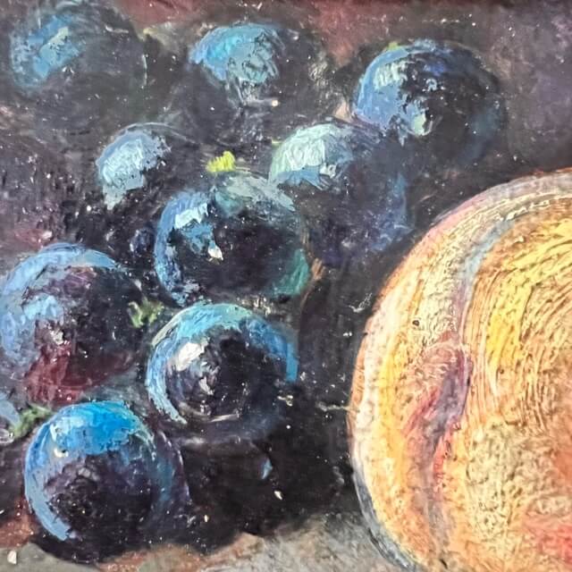 Still Life with Peaches and Black Grapes