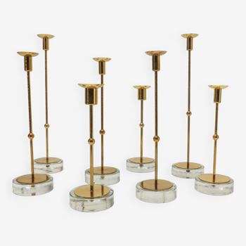 Set of 8 Scandinavian candlesticks Gunnar Ander for Ystad Metall 1960