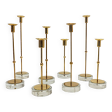 Set of 8 Scandinavian candlesticks Gunnar Ander for Ystad Metall 1960