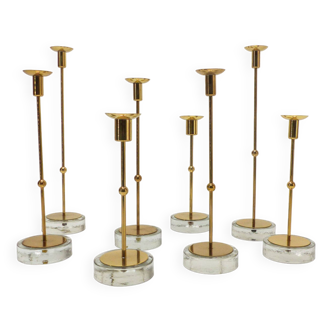 Set of 8 Scandinavian candlesticks Gunnar Ander for Ystad Metall 1960