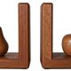 Wooden bookends shaped like an apple and pear – Minimalist design