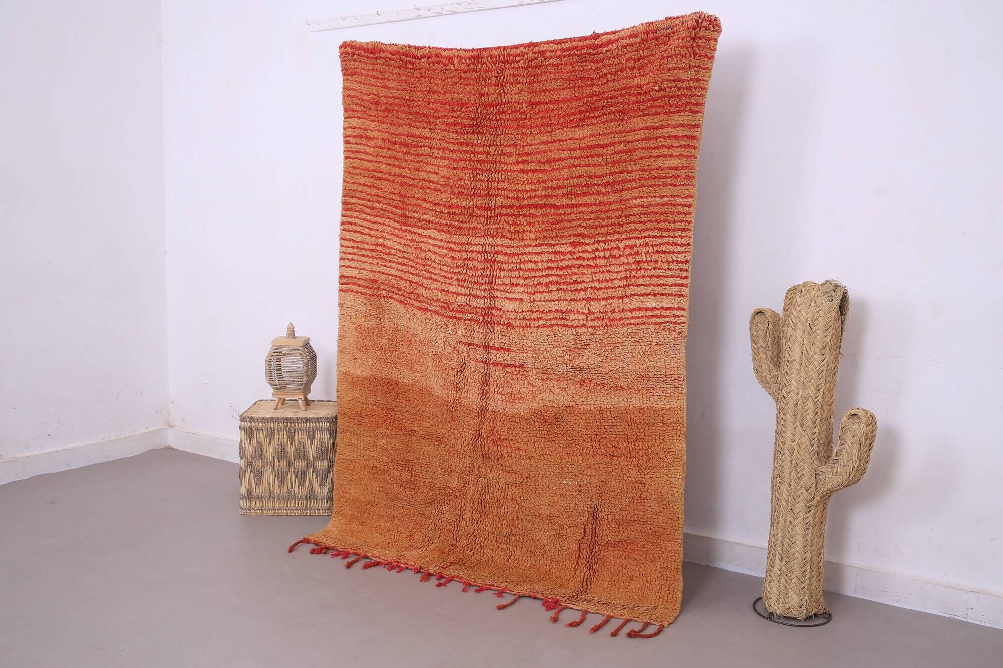 Orange Vintage Moroccan Rug 139 x 190 cm - Berber Rug - Handmade Wool Rug