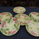 Set of six old slurry dessert plates