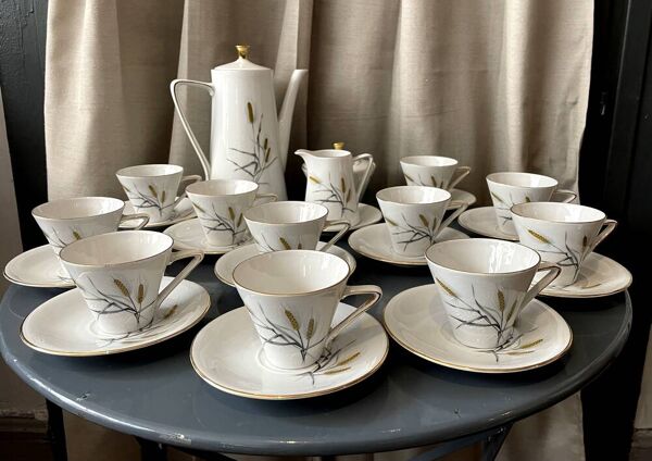 Service a cafe porcelaine bavaria decor epi de ble