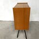 Vitrine petit meuble bois blond vintage années 60