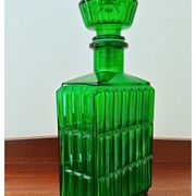Midcentury Italian Green Glass Caraf/Bottle with Stopper, 1960s.