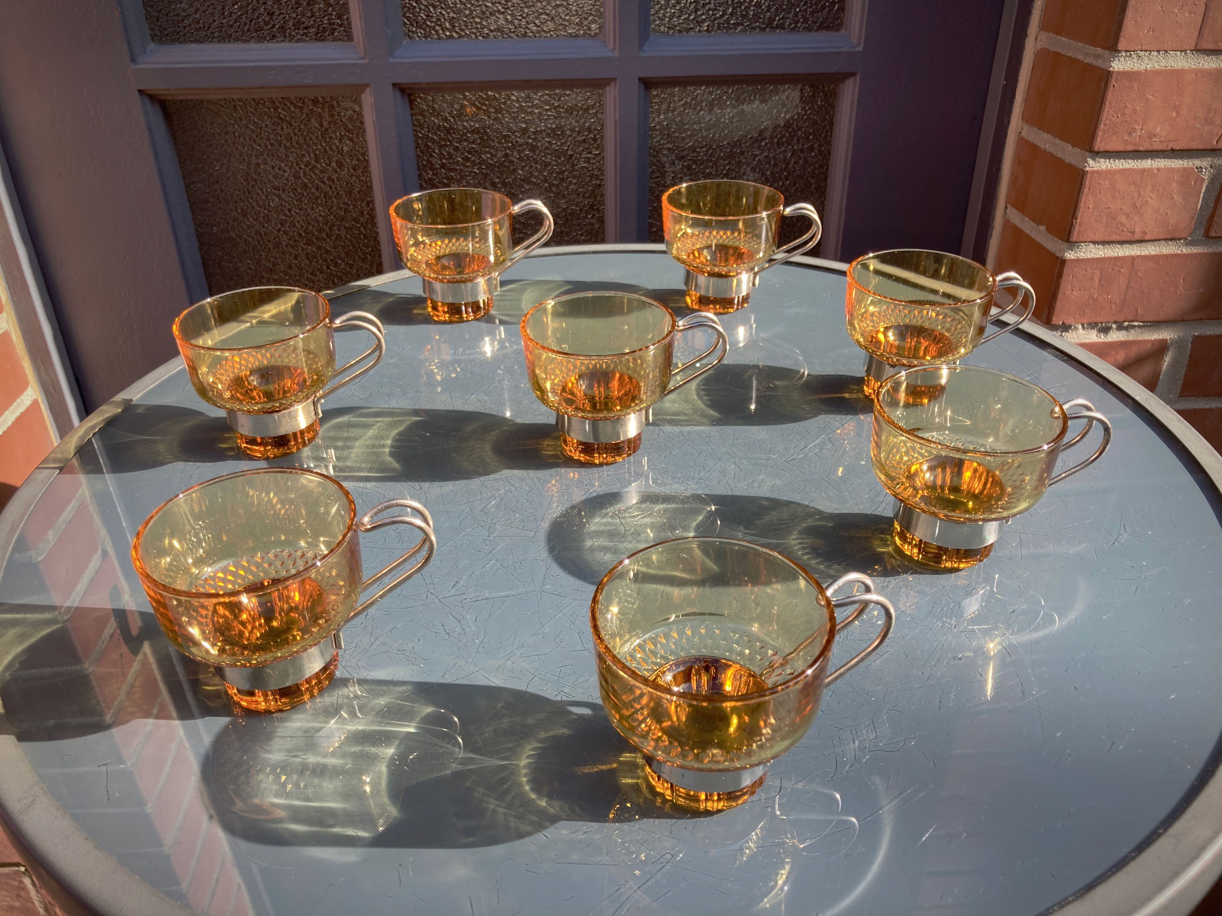8 cups vintage steel and glass Italy