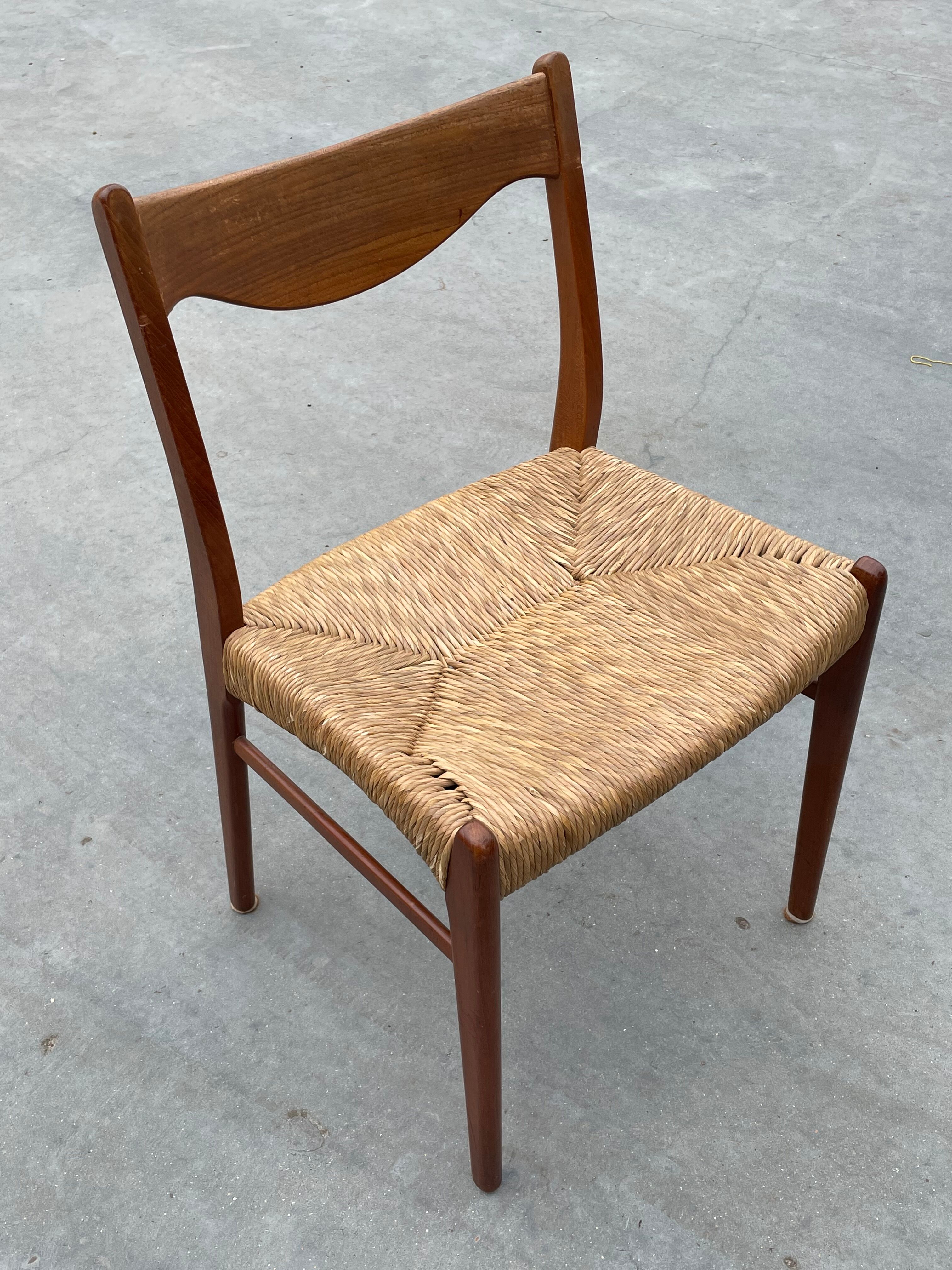 Mid-century teak dining chair by Arne Wahl Iversen for Glyngøre Stolefabric