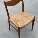Mid-century teak dining chair by Arne Wahl Iversen for Glyngøre Stolefabric